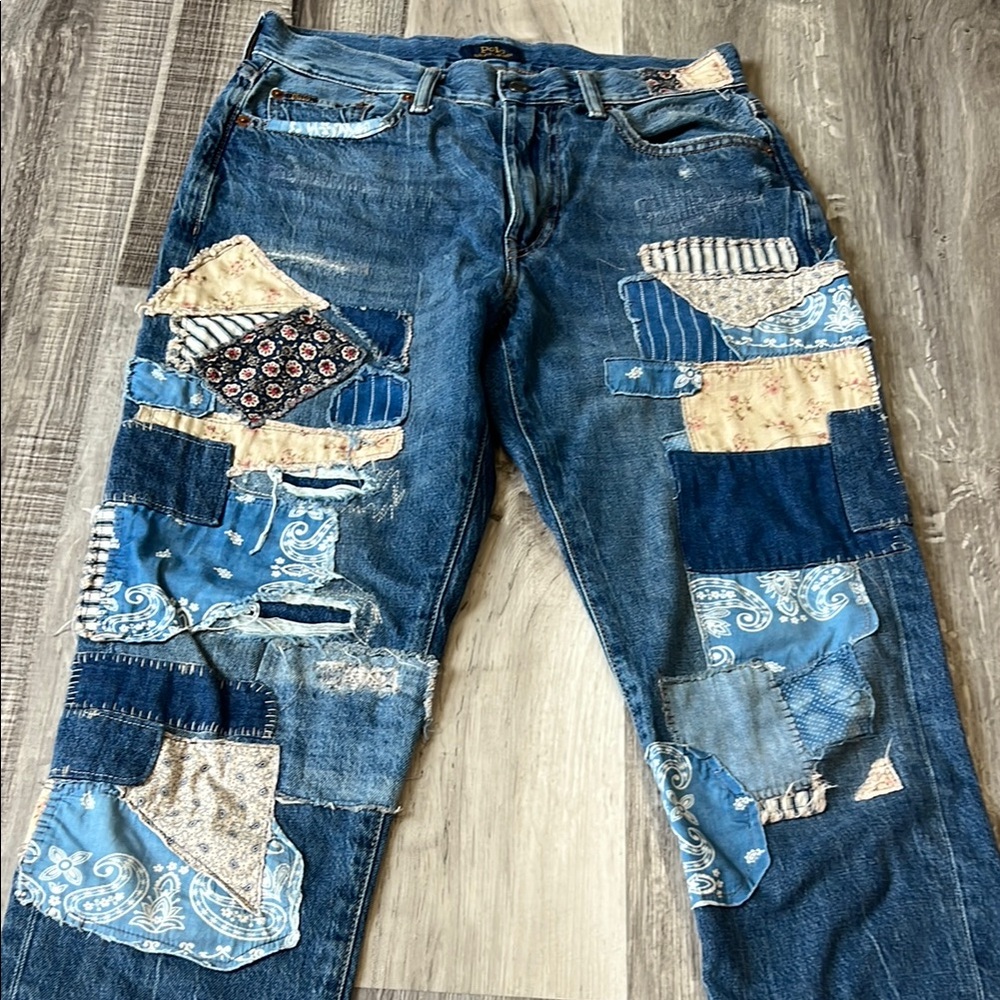 Ralph Lauren Blue Relaxed Patchwork Jeans